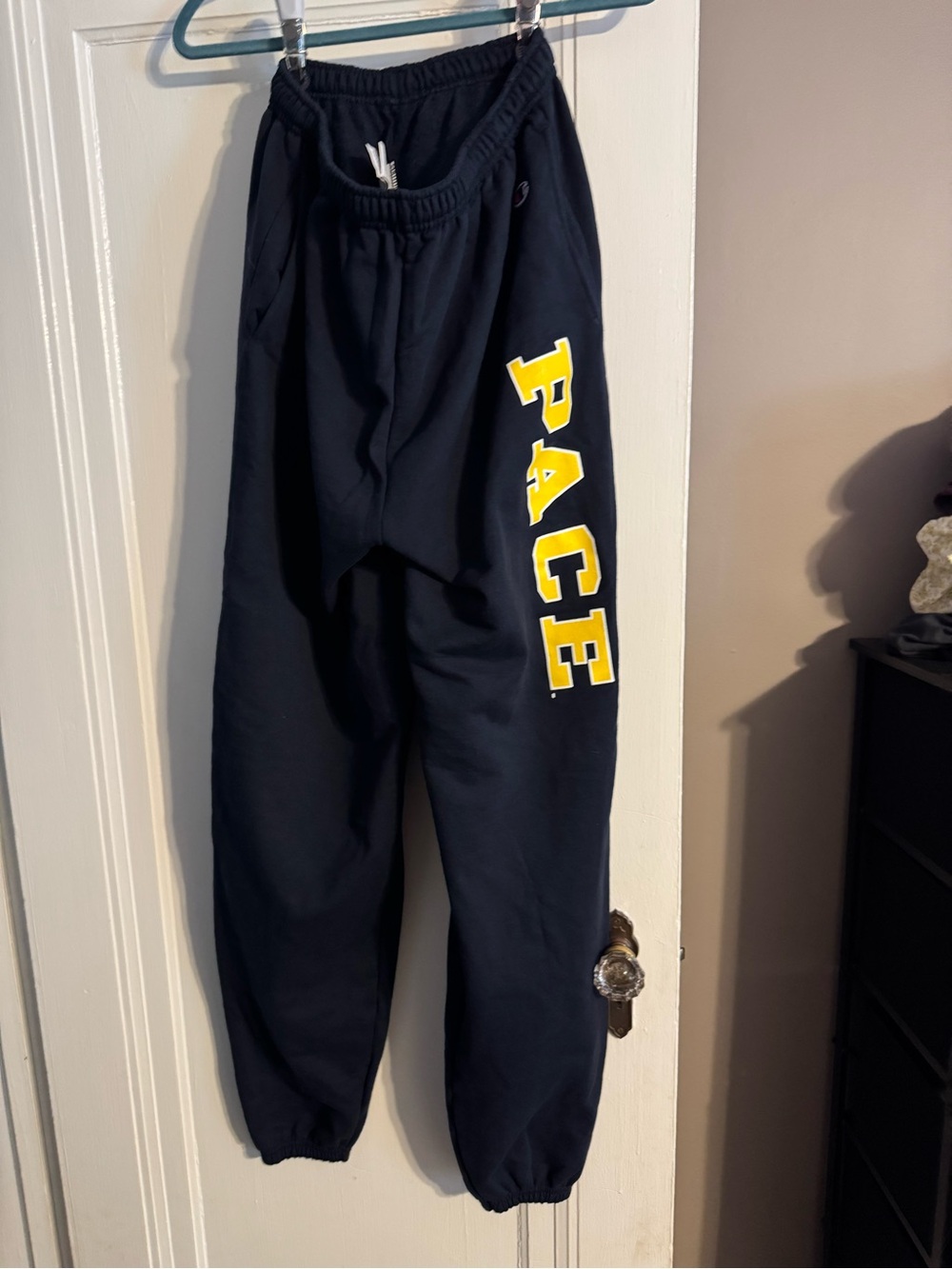 Champion Navy Sweatpants with Yellow PACE Lettering